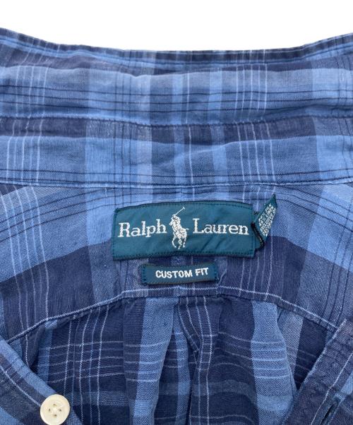 RALPH LAUREN（ラルフローレン）RALPH LAUREN (ラルフローレン) シルクリネンチェックシャツ ネイビー サイズ:XLの古着・服飾アイテム