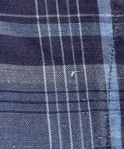 RALPH LAUREN（ラルフローレン）RALPH LAUREN (ラルフローレン) シルクリネンチェックシャツ ネイビー サイズ:XLの古着・服飾アイテム