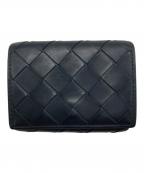 BOTTEGA VENETAボッテガベネタ）の古着「イントレチャート バイカラー 3つ折り財布」｜ブラック×ブルー
