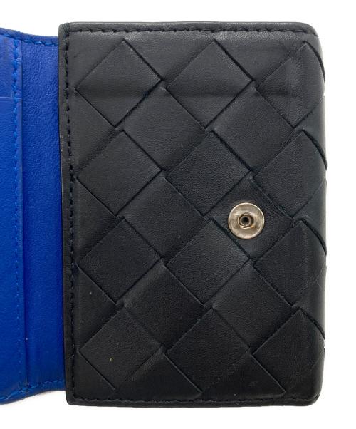 BOTTEGA VENETA（ボッテガベネタ）BOTTEGA VENETA (ボッテガベネタ) イントレチャート バイカラー 3つ折り財布 ブラック×ブルー サイズ:下記参照の古着・服飾アイテム