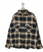 COOTIE PRODUCTIONSクーティープロダクツ）の古着「Ombre Nel Check Zip Up Shirt  オンブレネルチェックジップアップシャツ」｜ブラウン×ブラック