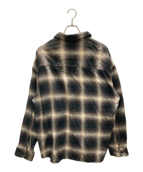 COOTIE PRODUCTIONS（クーティープロダクツ）COOTIE PRODUCTIONS (クーティープロダクツ) Ombre Nel Check Zip Up Shirt  オンブレネルチェックジップアップシャツ ブラウン×ブラック サイズ:SIZE Mの古着・服飾アイテム