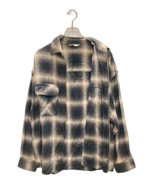 COOTIE PRODUCTIONS（クーティープロダクツ）COOTIE PRODUCTIONS (クーティープロダクツ) Ombre Nel Check Zip Up Shirt  オンブレネルチェックジップアップシャツ ブラウン×ブラック サイズ:SIZE Mの古着・服飾アイテム