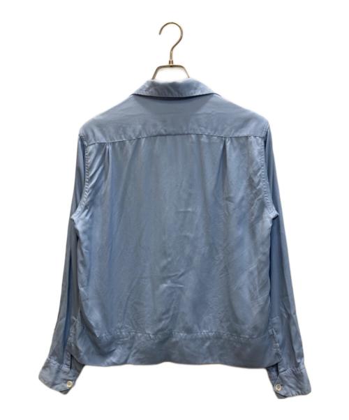 Manhattan（マンハッタン）Manhattan (マンハッタン) レーヨンギャバジンオープンカラーシャツ ブルー サイズ:Sの古着・服飾アイテム