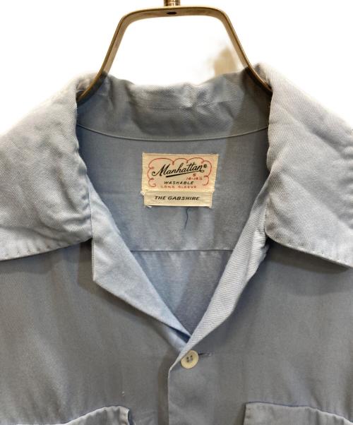 Manhattan（マンハッタン）Manhattan (マンハッタン) レーヨンギャバジンオープンカラーシャツ ブルー サイズ:Sの古着・服飾アイテム