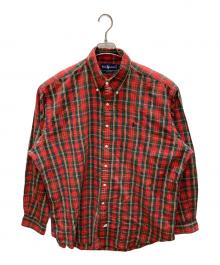 RALPH LAUREN（ラルフローレン）の古着「シアサッカーチェックシャツ」｜レッド