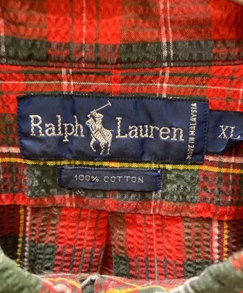 RALPH LAUREN（ラルフローレン）RALPH LAUREN (ラルフローレン) シアサッカーチェックシャツ レッド サイズ:SIZE XLの古着・服飾アイテム