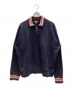 POLO RALPH LAURENポロ・ラルフローレン）の古着「ハーフジップスウェット」｜ネイビー×ボルドー