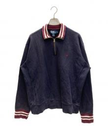 POLO RALPH LAUREN（ポロ・ラルフローレン）の古着「ハーフジップスウェット」｜ネイビー×ボルドー