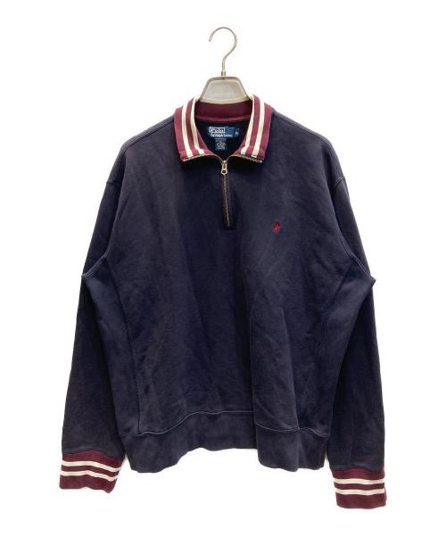 POLO RALPH LAUREN（ポロ・ラルフローレン）POLO RALPH LAUREN (ポロ・ラルフローレン) ハーフジップスウェット ネイビー×ボルドー サイズ:SIZE XLの古着・服飾アイテム