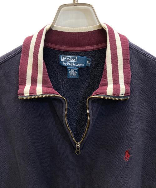 POLO RALPH LAUREN（ポロ・ラルフローレン）POLO RALPH LAUREN (ポロ・ラルフローレン) ハーフジップスウェット ネイビー×ボルドー サイズ:SIZE XLの古着・服飾アイテム