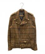 Schott×Harris Tweedショット×ハリスツイード）の古着「モーターサイクル ウールジャケット」｜ブラウン