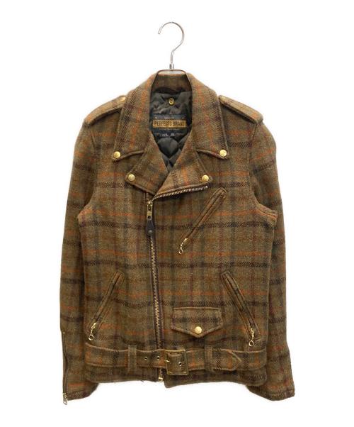 Schott（ショット）Schott (ショット) Harris Tweed (ハリスツイード) モーターサイクル ウールジャケット ブラウン サイズ:SIZE XSの古着・服飾アイテム