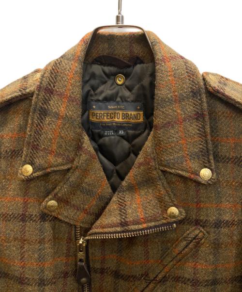 Schott（ショット）Schott (ショット) Harris Tweed (ハリスツイード) モーターサイクル ウールジャケット ブラウン サイズ:SIZE XSの古着・服飾アイテム
