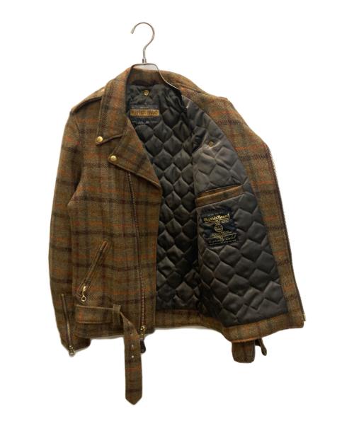 Schott（ショット）Schott (ショット) Harris Tweed (ハリスツイード) モーターサイクル ウールジャケット ブラウン サイズ:SIZE XSの古着・服飾アイテム