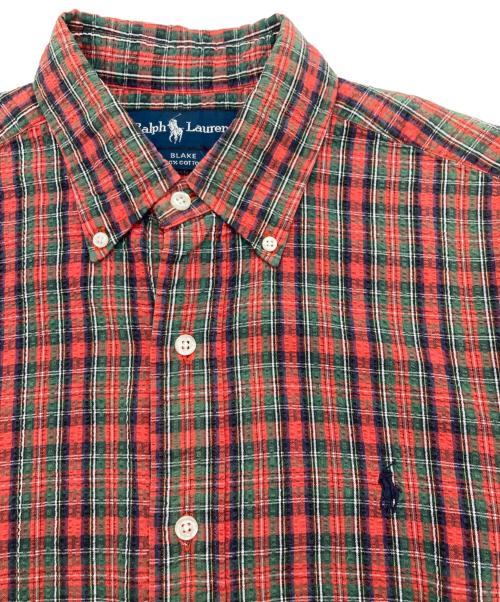 RALPH LAUREN（ラルフローレン）RALPH LAUREN (ラルフローレン) BLAKE シアサッカー チェックシャツ レッド サイズ:Mの古着・服飾アイテム