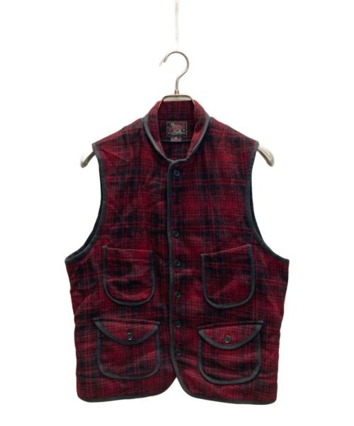 WOOLRICH（ウールリッチ）WOOLRICH (ウールリッチ) チェックウールベスト レッド サイズ:Mの古着・服飾アイテム