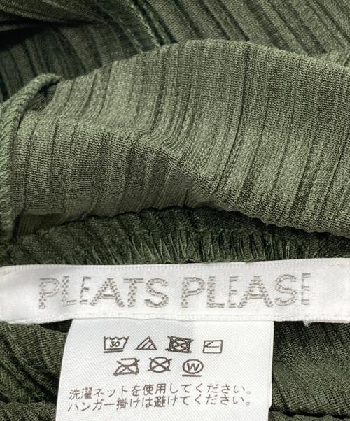 PLEATS PLEASE（プリーツプリーズ）PLEATS PLEASE (プリーツプリーズ) 変形アシンメトリー ノースリーブ プリーツ ブラウス グリーン サイズ:SIZE 3の古着・服飾アイテム