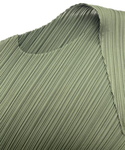 PLEATS PLEASE（プリーツプリーズ）PLEATS PLEASE (プリーツプリーズ) 変形アシンメトリー ノースリーブ プリーツ ブラウス グリーン サイズ:SIZE 3の古着・服飾アイテム