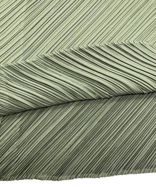 PLEATS PLEASE（プリーツプリーズ）PLEATS PLEASE (プリーツプリーズ) 変形アシンメトリー ノースリーブ プリーツ ブラウス グリーン サイズ:SIZE 3の古着・服飾アイテム
