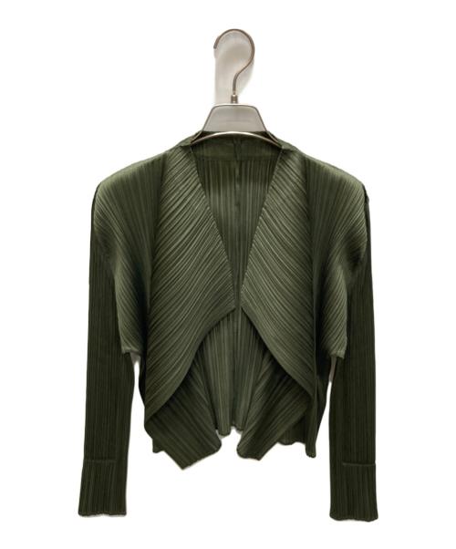 PLEATS PLEASE（プリーツプリーズ）PLEATS PLEASE (プリーツプリーズ) プリーツ カーディガン グリーン サイズ:SIZE 3の古着・服飾アイテム