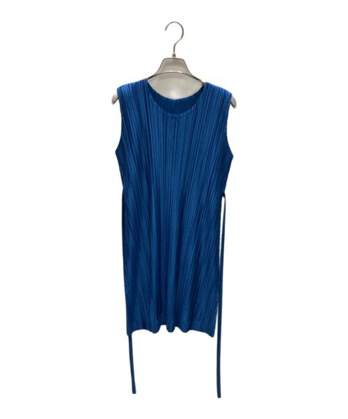 PLEATS PLEASE（プリーツプリーズ）PLEATS PLEASE (プリーツプリーズ) ノースリーブ プリーツ ワンピース ブルー サイズ:SIZE 3の古着・服飾アイテム