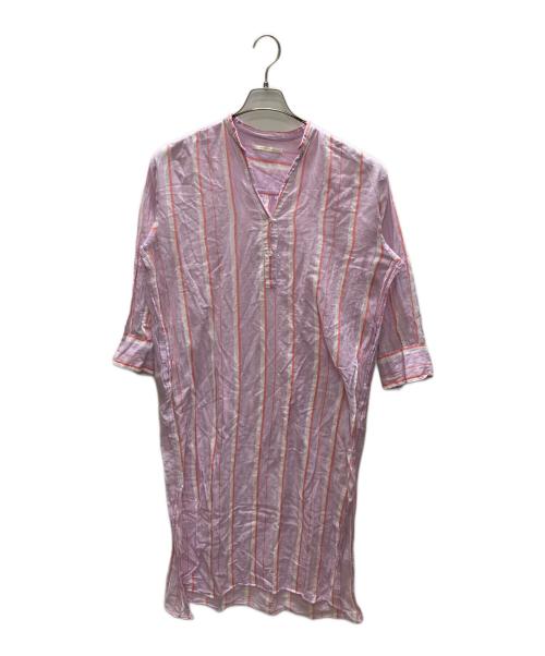 ne quittez pas（ヌキテパ）ne quittez pas (ヌキテパ) C.VOILE STRIPE KURTA DRESS ピンク サイズ:下記参照の古着・服飾アイテム