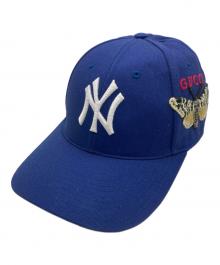 New Era×GUCCI（ニューエラ×グッチ）の古着「バタフライ刺繍 キャップ」｜ブルー