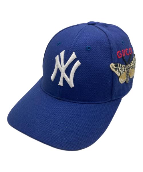New Era（ニューエラ）New Era (ニューエラ) GUCCI (グッチ) バタフライ刺繍 キャップ ブルー サイズ:SIZE 57-61の古着・服飾アイテム