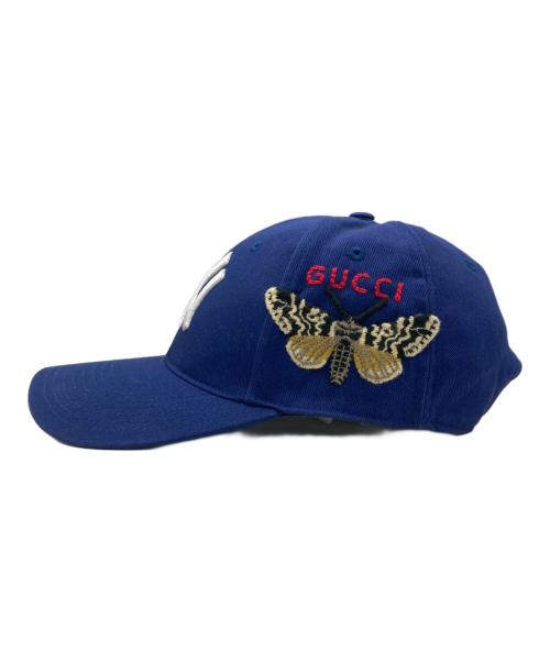 New Era（ニューエラ）New Era (ニューエラ) GUCCI (グッチ) バタフライ刺繍 キャップ ブルー サイズ:SIZE 57-61の古着・服飾アイテム