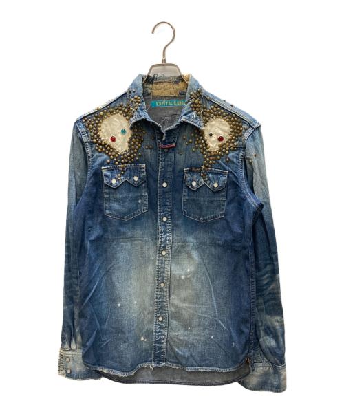 KAPITAL（キャピタル）KAPITAL (キャピタル) 襤褸スタッズスカルデニムシャツ インディゴ サイズ:SIZE Lの古着・服飾アイテム