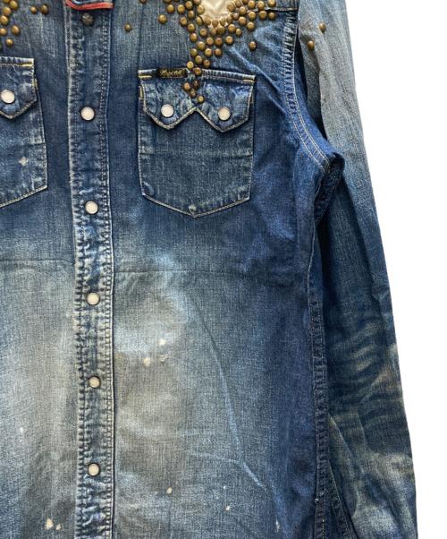 KAPITAL（キャピタル）KAPITAL (キャピタル) 襤褸スタッズスカルデニムシャツ インディゴ サイズ:SIZE Lの古着・服飾アイテム