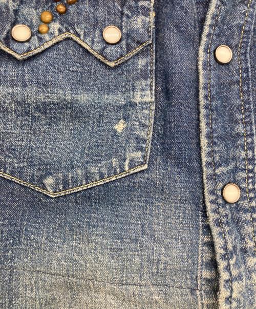 KAPITAL（キャピタル）KAPITAL (キャピタル) 襤褸スタッズスカルデニムシャツ インディゴ サイズ:SIZE Lの古着・服飾アイテム
