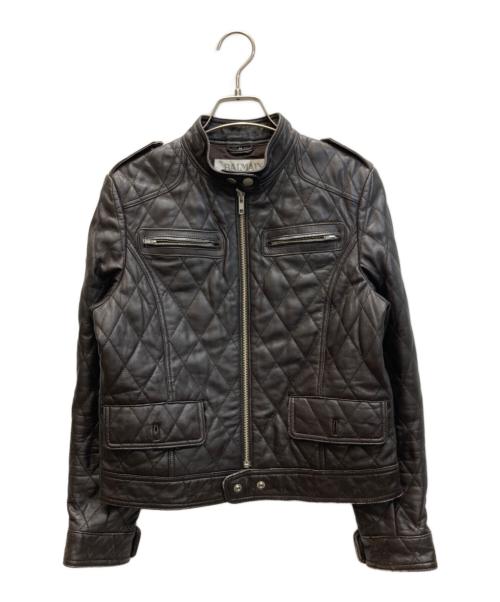 BALMAIN（バルマン）BALMAIN (バルマン) ラムレザーキルティングライダースジャケット ブラウン サイズ:11の古着・服飾アイテム