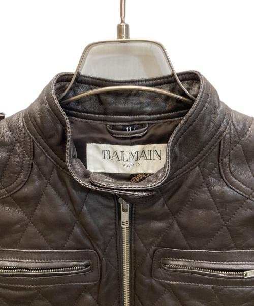 BALMAIN（バルマン）BALMAIN (バルマン) ラムレザーキルティングライダースジャケット ブラウン サイズ:11の古着・服飾アイテム