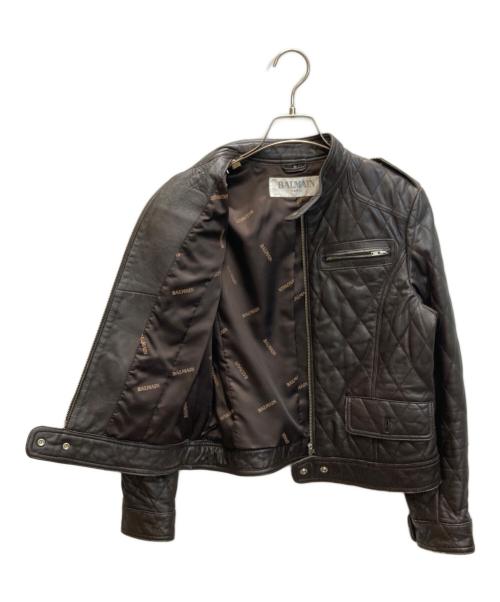 BALMAIN（バルマン）BALMAIN (バルマン) ラムレザーキルティングライダースジャケット ブラウン サイズ:11の古着・服飾アイテム