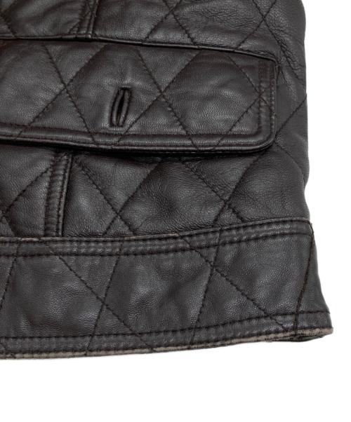 BALMAIN（バルマン）BALMAIN (バルマン) ラムレザーキルティングライダースジャケット ブラウン サイズ:11の古着・服飾アイテム