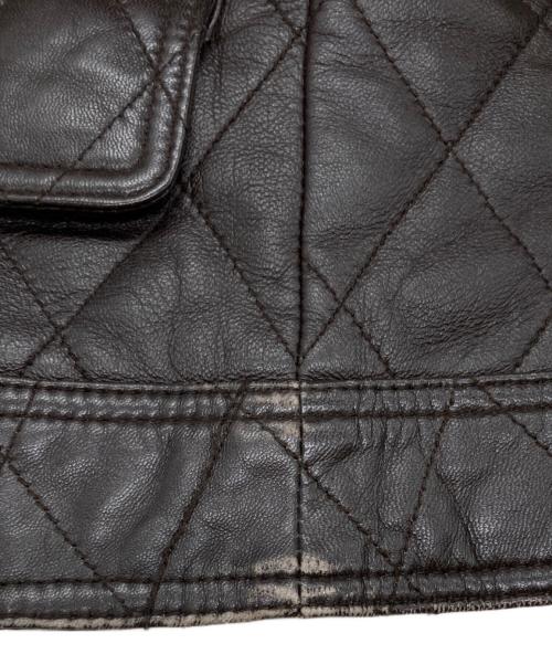 BALMAIN（バルマン）BALMAIN (バルマン) ラムレザーキルティングライダースジャケット ブラウン サイズ:11の古着・服飾アイテム