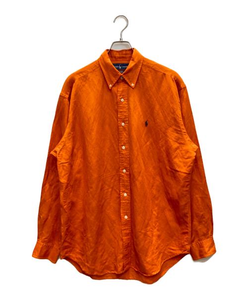 RALPH LAUREN（ラルフローレン）RALPH LAUREN (ラルフローレン) シルクリネンボタンダウンシャツ オレンジ サイズ:Mの古着・服飾アイテム