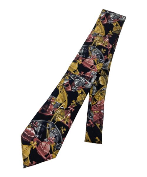 Vivienne Westwood（ヴィヴィアンウエストウッド）Vivienne Westwood (ヴィヴィアンウエストウッド) オーブ総柄ネクタイ ブラック サイズ:記載無しの古着・服飾アイテム