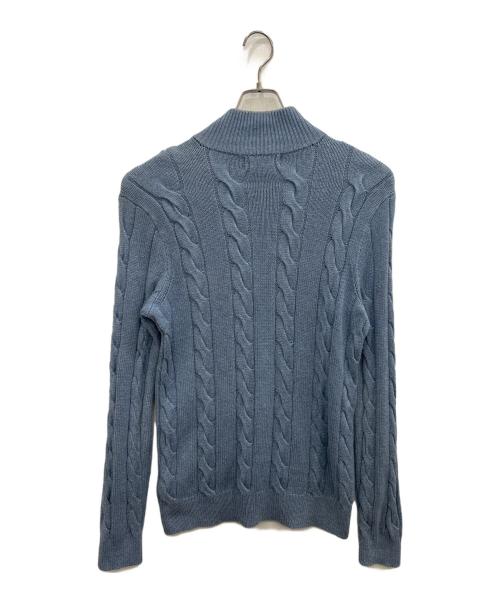 POLO RALPH LAUREN（ポロ・ラルフローレン）POLO RALPH LAUREN (ポロ・ラルフローレン) シルクカシミヤケーブルハーフジップニット ブルー サイズ:SIZE Sの古着・服飾アイテム