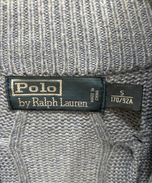 POLO RALPH LAUREN（ポロ・ラルフローレン）POLO RALPH LAUREN (ポロ・ラルフローレン) シルクカシミヤケーブルハーフジップニット ブルー サイズ:SIZE Sの古着・服飾アイテム