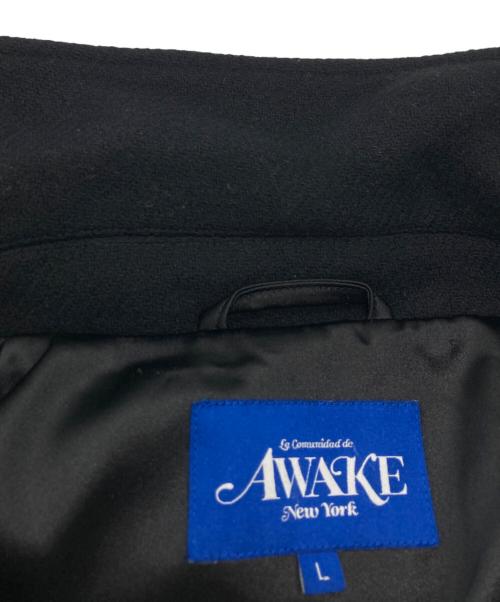 AWAKE NY（アウェイク ニューヨーク）AWAKE NY (アウェイク ニューヨーク) CROWN WOOL VARSITY JACKET ブラック×ベージュ サイズ:Lの古着・服飾アイテム