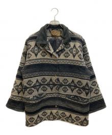 WOOLRICH（ウールリッチ）の古着「襟レザーネイティブ柄ジャケット」｜グレー