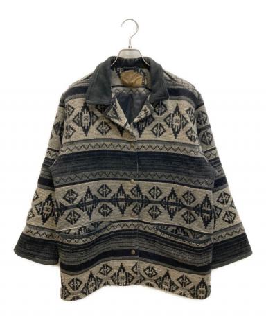 中古・古着通販】WOOLRICH (ウールリッチ) 襟レザーネイティブ柄