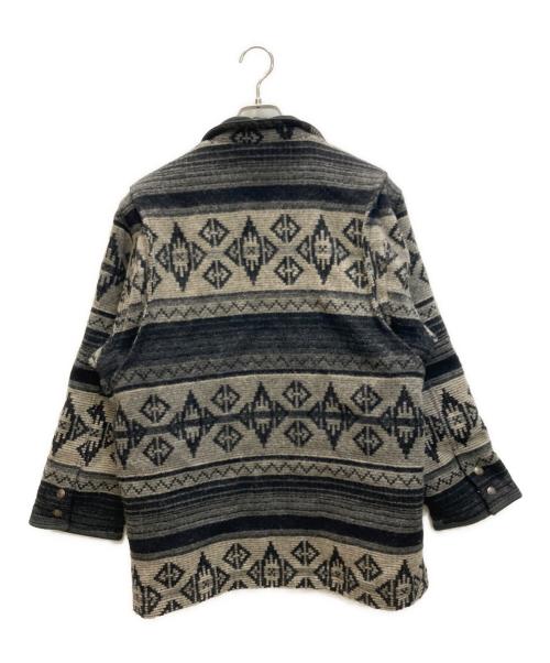 WOOLRICH（ウールリッチ）WOOLRICH (ウールリッチ) 襟レザーネイティブ柄ジャケット グレー サイズ:SIZE Mの古着・服飾アイテム