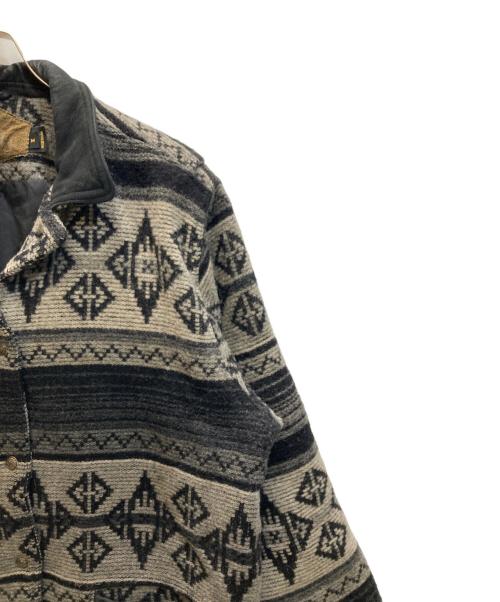 WOOLRICH（ウールリッチ）WOOLRICH (ウールリッチ) 襟レザーネイティブ柄ジャケット グレー サイズ:SIZE Mの古着・服飾アイテム