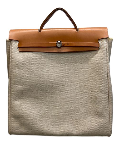 HERMES（エルメス）HERMES (エルメス) エールバッグMM 2WAYショルダーバッグ ブラウン×ベージュの古着・服飾アイテム