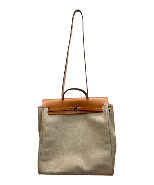 HERMES（エルメス）HERMES (エルメス) エールバッグMM 2WAYショルダーバッグ ブラウン×ベージュの古着・服飾アイテム