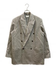 ATON（エイトン）の古着「LINEN WOOL TWEED | DOUBLE BREASTED JACKET」｜グレー